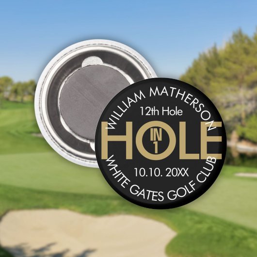 Modern Hole in One Zwart en Goud Magneet