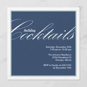 Modern Holiday Cocktail Party Uitnodiging - Blauw
