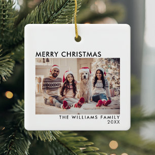 Modern Holiday Foto Merry Kerstry Keramisch Ornament