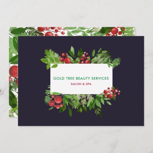 Modern Holiday Holly Red Berry | Cadeaubon (Voorkant / Achterkant)