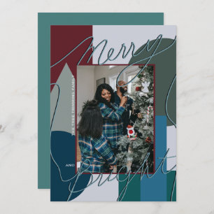 Modern Holiday Merry Bright Blues Foto Geo