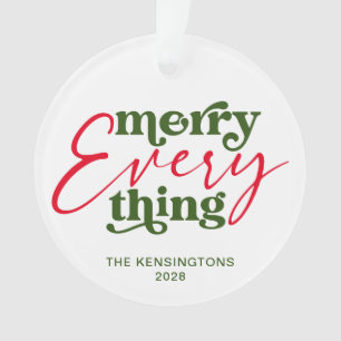 Modern Holiday Minimalist Merry Alles Photo Ornament