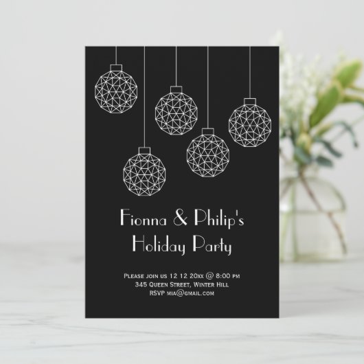 Modern Holiday Party Black Kaart (Staand voorkant)