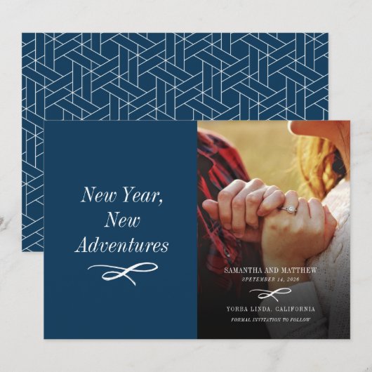 Modern Holiday Photo Verloving Save The Date (Voorkant / Achterkant)