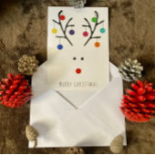 Modern Holiday Whimsical Reindeer Kerstmis Kaart