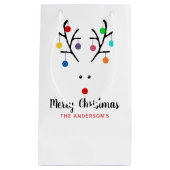 Modern Holiday Whimsical Reindeer Kerstmis Klein Cadeauzakje (Voorkant)