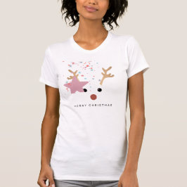 Modern Holiday Whimsical Reindeer Kerstmis T-Shir T-shirt