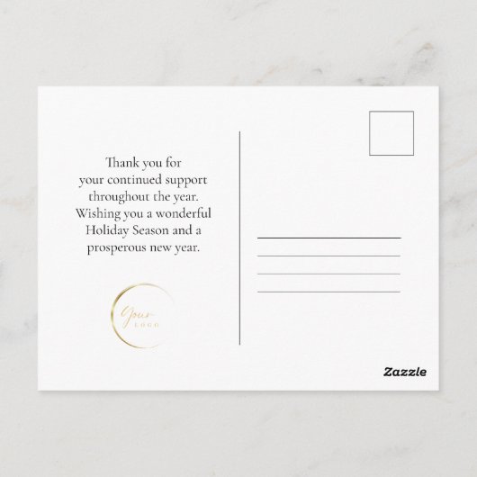 Modern Holiday Wreath Corporate Briefkaart (Achterkant)