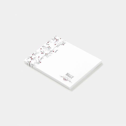 Modern Holly Berries Post-it® Notes (Schuin)