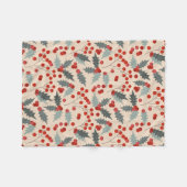 Modern Holly Berry Christmas Botanical Pattern Fleece Deken (Voorkant (Horizontaal))