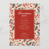 Modern Holly Berry Kerstparty Menu (Voorkant)