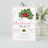 Modern Holly, bessen & lint kerstfeest Kaart (Staand voorkant)