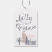 Modern Holly Jolly-kerstpasta-kleuren Cadeaulabel (Voorkant)