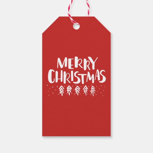 Modern Holly Jolly Merry Kerstwit script Cadeaulabel (Achterkant)