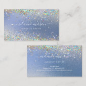 Modern holografisch glitter Makeup Artist Blue Visitekaartje (Voorkant / Achterkant)