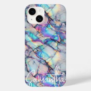 Modern holografisch marmeren stenen patroon elegan Case-Mate iPhone 14 hoesje