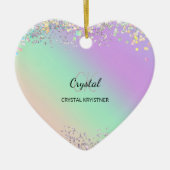 Modern holografisch pastelglittermonogram keramisch ornament (Voorkant)