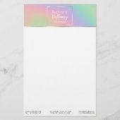 Modern Holografisch regenboogeffect Metaal Lijst Briefpapier (Voorkant)