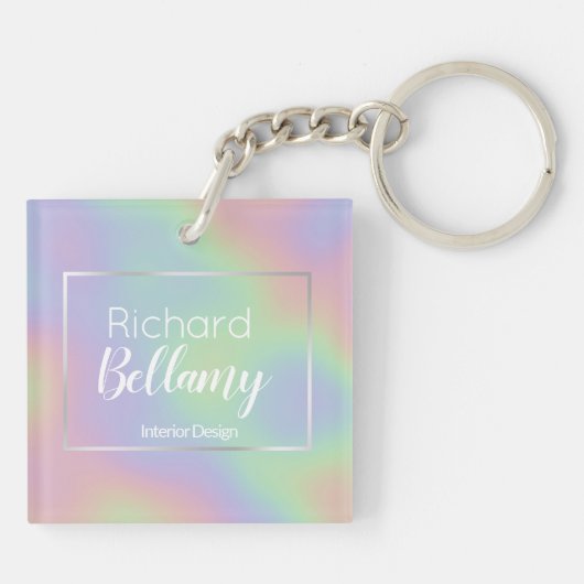 Modern Holografisch regenboogeffect Metaal Lijst Sleutelhanger (Achterkant)