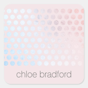 Modern holografisch stippenpatroon op roze vierkante sticker