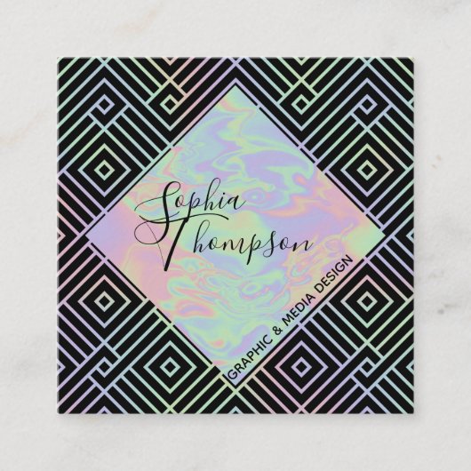 Modern Holografisch Symmetrisch Visitekaartje van  (Voorkant)