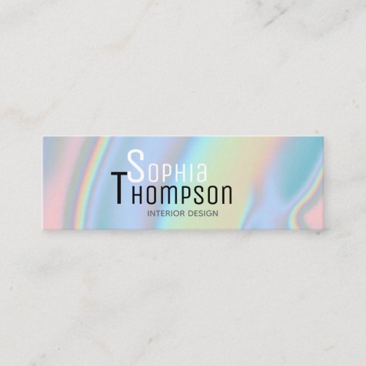 Modern holografisch vloeibaar marmer mini visitekaartje (Voorkant)