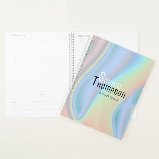 Modern holografisch vloeibaar marmer planner (Display)