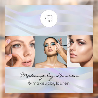 Modern Holografisch Zwart Script Logo Foto Raamsticker