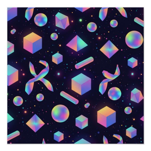Modern Holographic 3D Geometric Art Poster Perfect Poster (Voorkant)