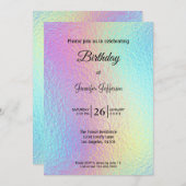 Modern holographic Birthday invitation (Devant / Derrière)