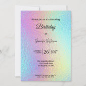 Modern holographic Birthday invitation Kaart (Voorkant)