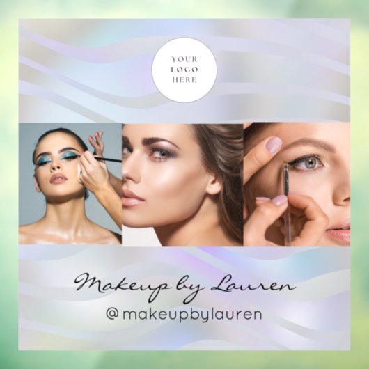 Modern Holographic Black Script Logo Photo Raamsticker (Vel 3)