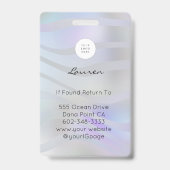 Modern Holographic Black Script Photo Makeup  Badge (Achterkant)