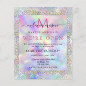 Modern holographic Glitter Makeup Artist Salon Flyer (Achterkant)