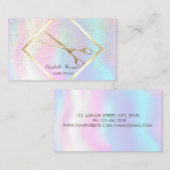 Modern Holographic Gold Lijst, Confetti, schaar Visitekaartje (Voorkant / Achterkant)