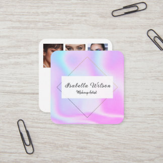 Modern Holographic Makeup Artist Pastel Vierkante Visitekaartje