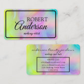Modern holographic makeup artist unicorn rainbow visitekaartje (Voorkant / Achterkant)