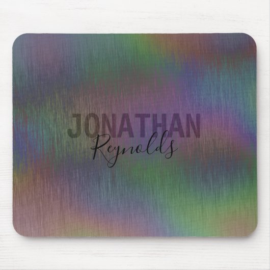 Modern Holographic Metal Name Monogram - Mousepad Muismat (Voorkant)