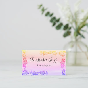 Modern Holographic Pink Flowers Visitekaartje