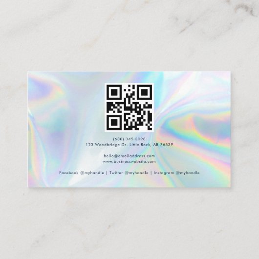 Modern Holographic QR Code Script Visitekaartje (Achterkant)