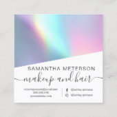 Modern Holographic Script Hello Beauty Branding Vierkante Visitekaartje (Achterkant)