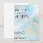 Modern Holographic Wedding Invitation Kaart (Voorkant / Achterkant)