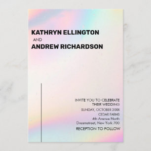 Modern Holographic Wedding Invitation Kaart