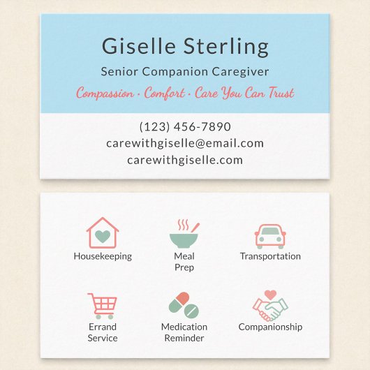 Modern Home Help Caregiver Service Visitekaartje