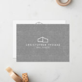 Modern Home Logo Grijs Linnen Flat Note Kaart Notitiekaartje (Voorkant / Achterkant in situ)