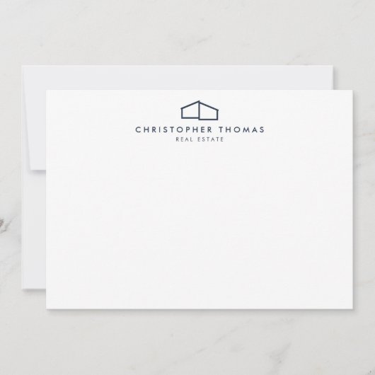 Modern Home Logo in Navy Blue Flat Note Kaart Notitiekaartje (Voorkant)