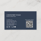 Modern Home Logo Onroerend goed Navy Blue QR code Visitekaartje (Achterkant)