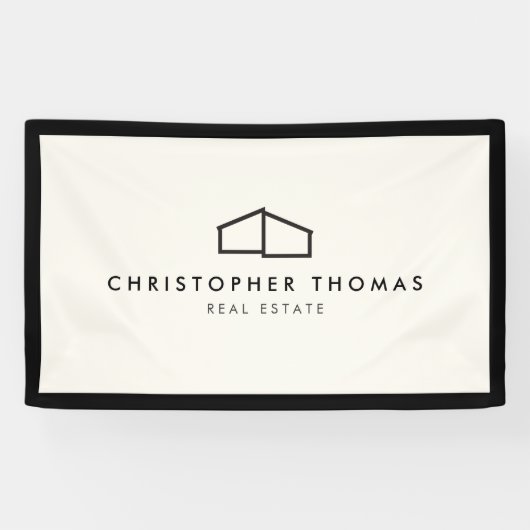 Modern home Logo Real Estate, Realtor Ivory/Black Spandoek (Horizontaal)