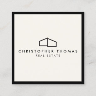 Modern home Logo Real Estate, Realtor Ivory/Black Vierkante Visitekaartje