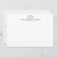 Modern Home Logo Realtor Rood/Wit Flat Note Kaart